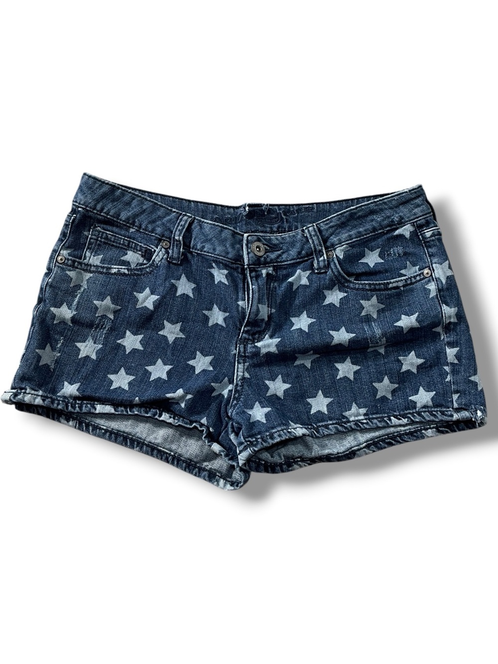 Arizona Jean Company Star Print Distressed Denim Shorts